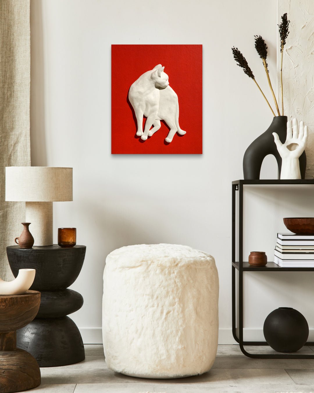 PoppyCat 2023 W-06 by KIM YEO OK displayed in modern living room, original Korean ceramic art 2023