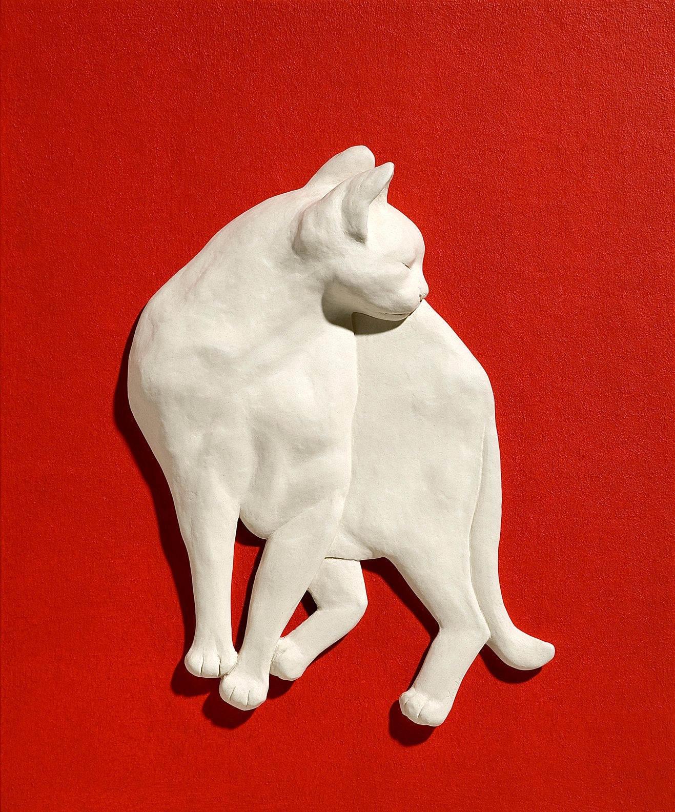 PoppyCat 2023 W-06 - Handbuilt Ceramic on Panel 45.5x38cm by KIM YEO OK, Korean Contemporary Ceramic Art 2023