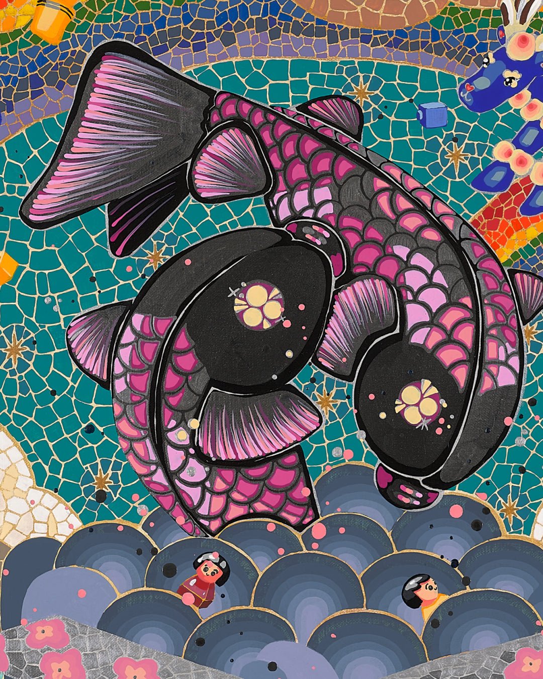 korean art, present44 (In the Falls' Embrace 2) - DOKHBI ARTWORKS Leeseo Noh Mixed Media