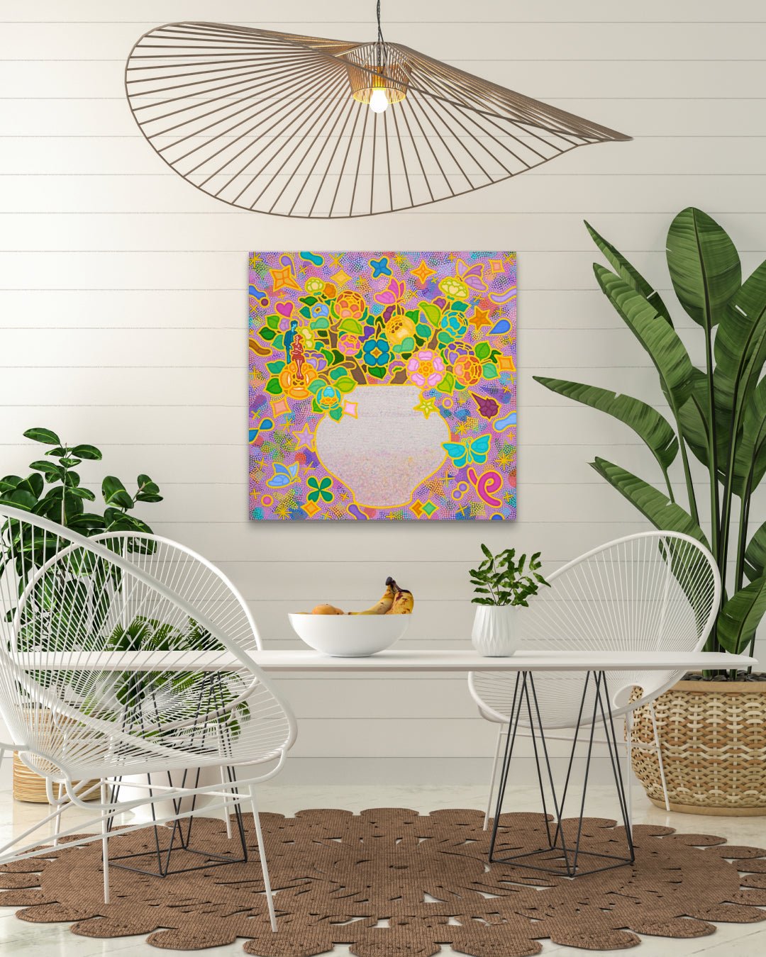 Rainbow Blossom 20-14 by Kim Young-jin displayed in modern living room, original Korean painting 2022