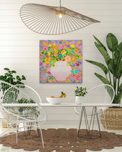Rainbow Blossom 20-14 by Kim Young-jin displayed in modern living room, original Korean painting 2022