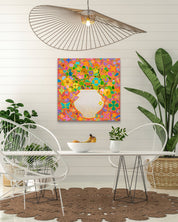 Korean contemporary painting Rainbow Blossom 20-18 by Kim Young-jin, interior wall art decor