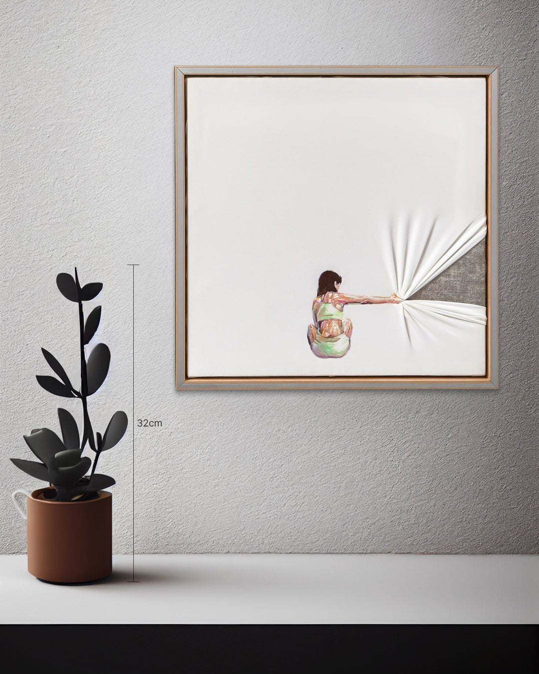 Show my Hand III size reference 30x30cm - original Korean silk embroidery art by Ji Young Kim