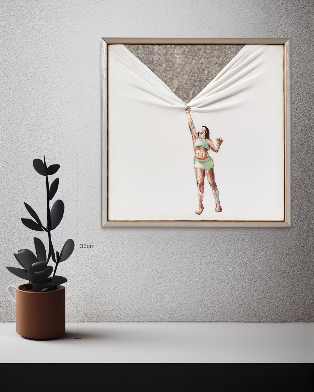 Show my Hand I size reference 30x30cm - original Korean silk embroidery art by Ji Young Kim