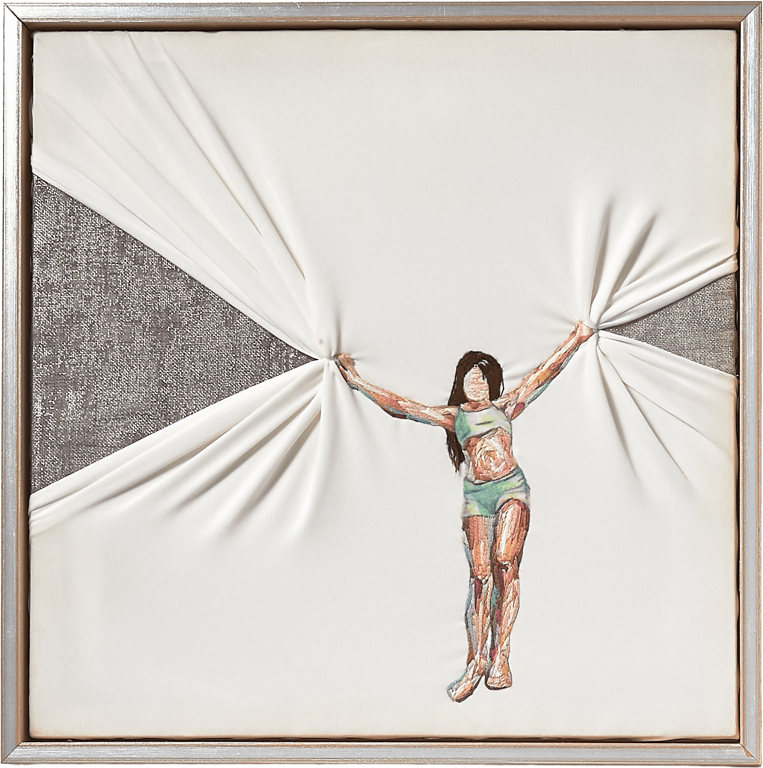 Show my Hand IV - Spandex, Silk Thread Embroidery 30x30cm by Ji Young Kim, Korean Contemporary Textile Art 2018