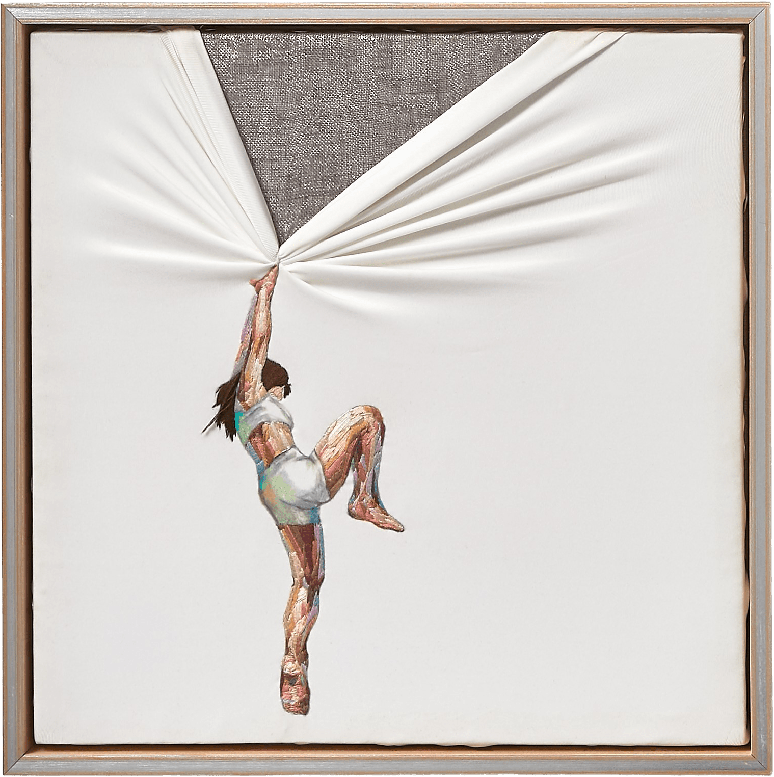 Show my Hand II - Spandex, Silk Thread Embroidery 30x30cm by Ji Young Kim, Korean Contemporary Textile Art 2018