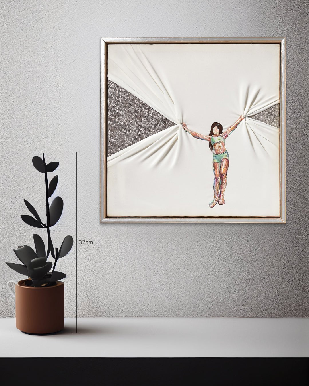 Show my Hand IV size reference 30x30cm - original Korean silk embroidery art by Ji Young Kim