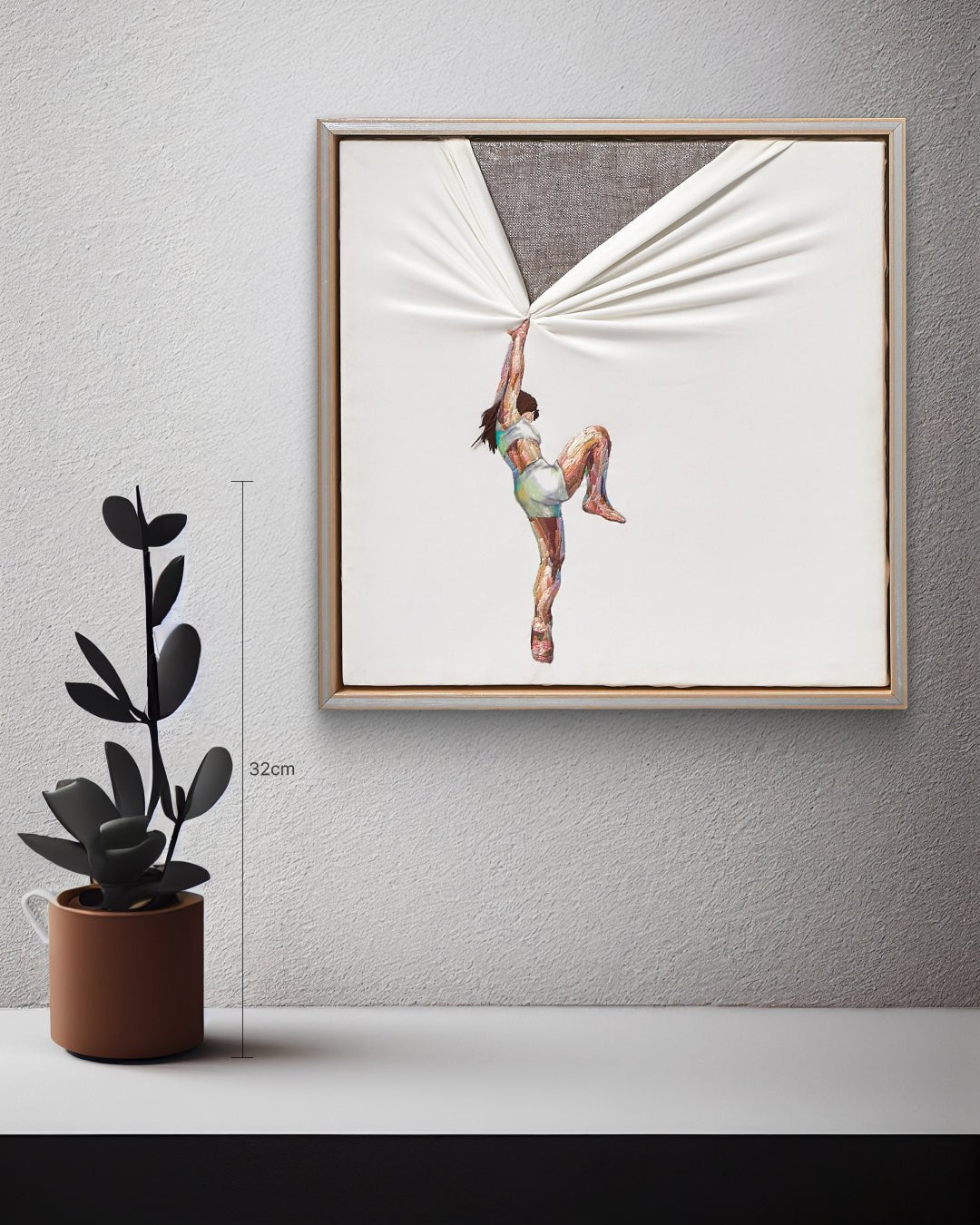 Show my Hand II size reference 30x30cm - original Korean silk embroidery art by Ji Young Kim