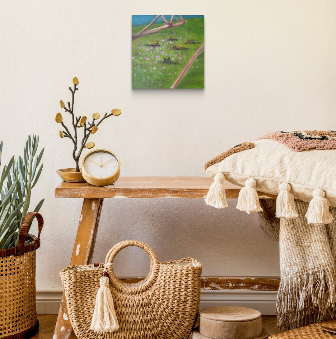 Silent Meeting by Sijin Lee displayed in modern living room, original Korean painting 2025