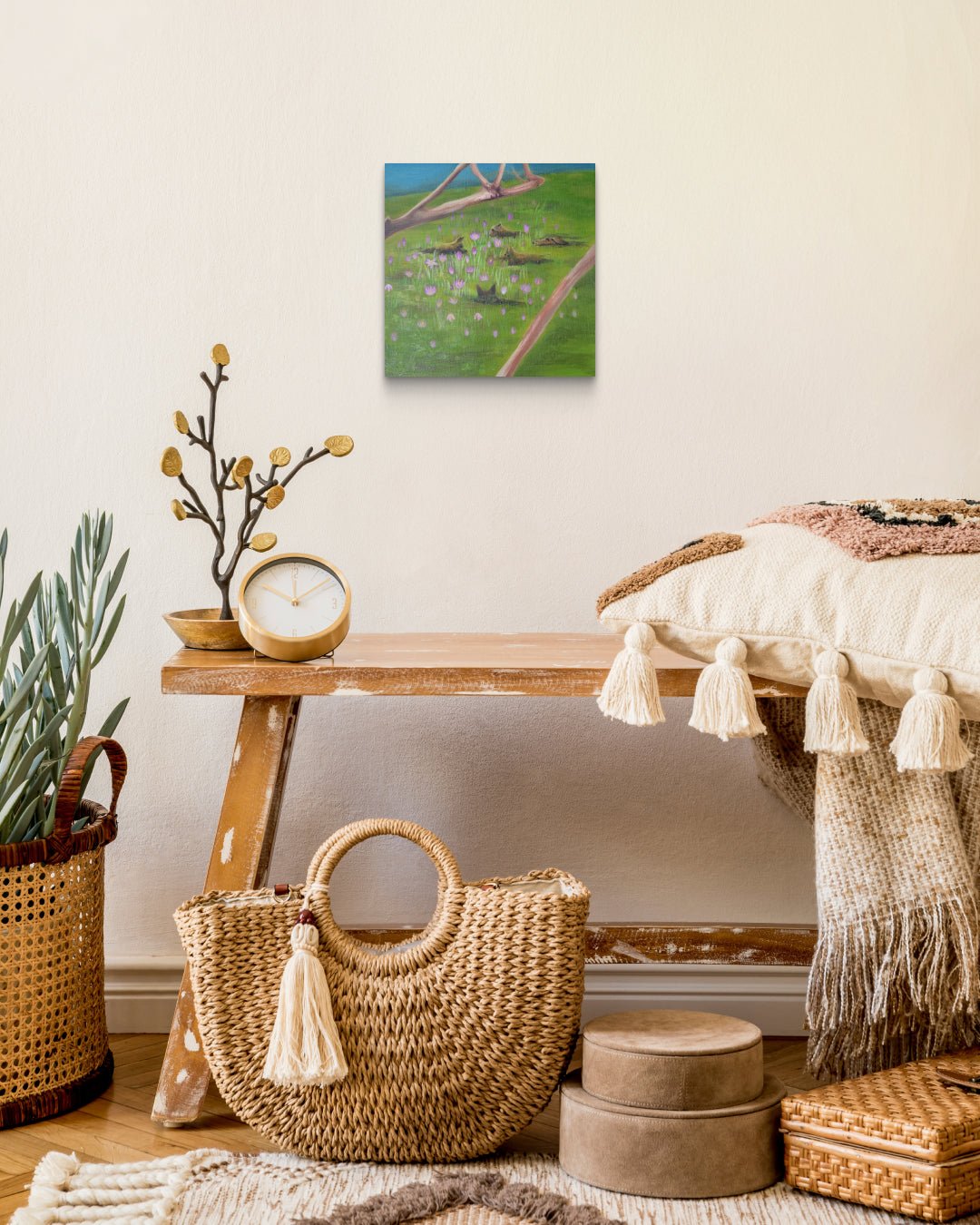 Silent Meeting by Sijin Lee displayed in modern living room, original Korean painting 2025