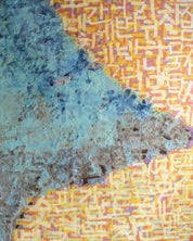 Sympathy-09 close-up detail, layered Korean paper pulp quartz sand texture by artist PAN YUNMAN