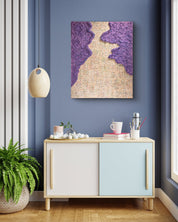 Sympathy-14 by Pan Yunman displayed in modern living room, original Korean contemporary mixed media artwork 2025