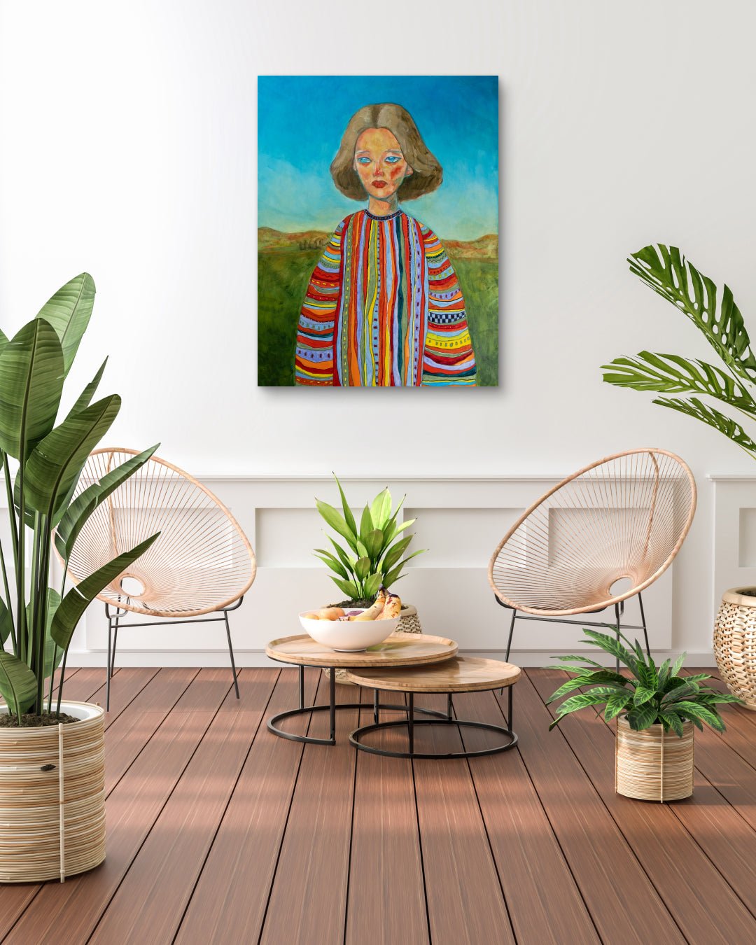 The Coming of Dusk by Jineui Heo displayed in modern living room, original Korean painting 2025