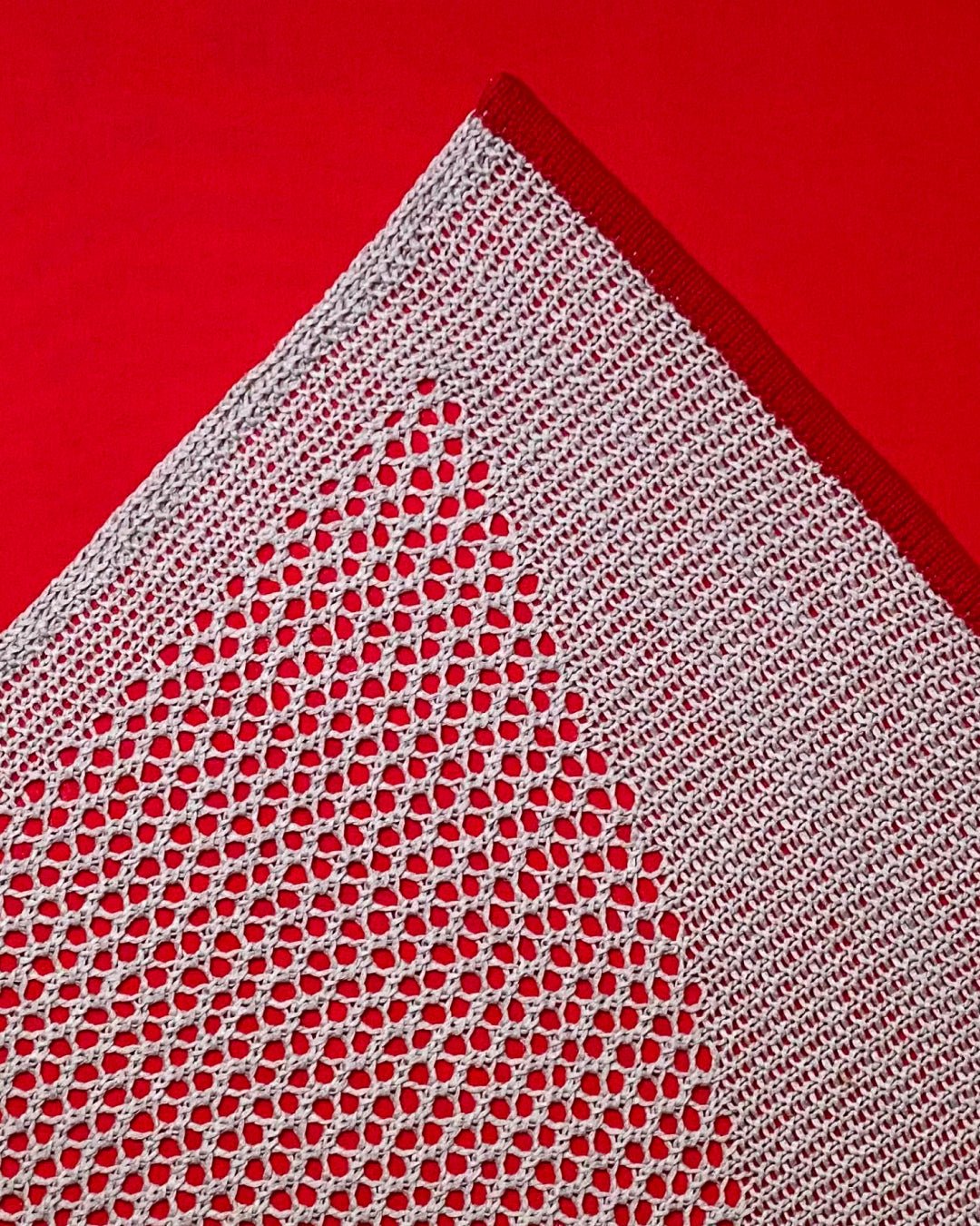 The contemplation of mountains_Red 1 of 2 surface detail - fabric compound cotton linen by KELLEY KIM, Korean fiber art 2023