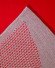The contemplation of mountains_Red 1 of 2 surface detail - fabric compound cotton linen by KELLEY KIM, Korean fiber art 2023
