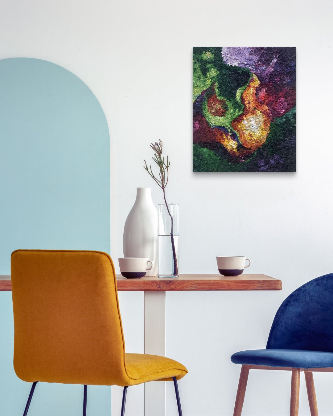 Korean contemporary mixed media painting The Light of Recovery by Baek I-re, interior wall art decor