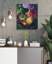 The Light of Recovery by Baek I-re displayed in modern living room, original Korean mixed media painting 2025