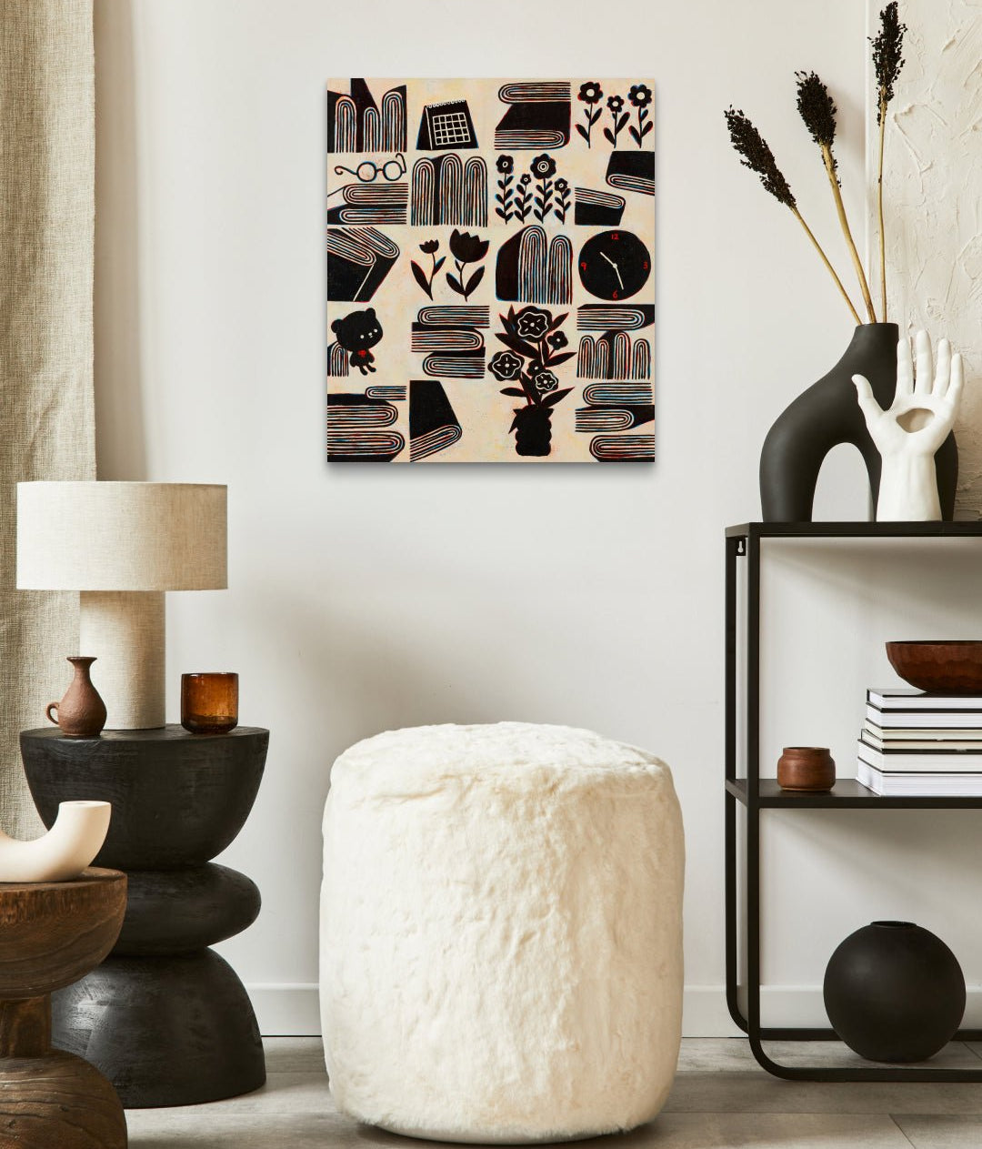 The Radiant Ordinary No.1 by Soo-Hyun Cho displayed in modern living room, original Korean painting 2025