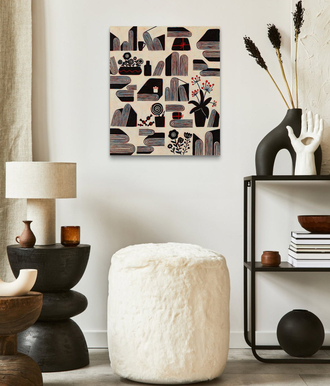The Radiant Ordinary No.2 by Soo-Hyun Cho displayed in modern living room, original Korean painting 2025