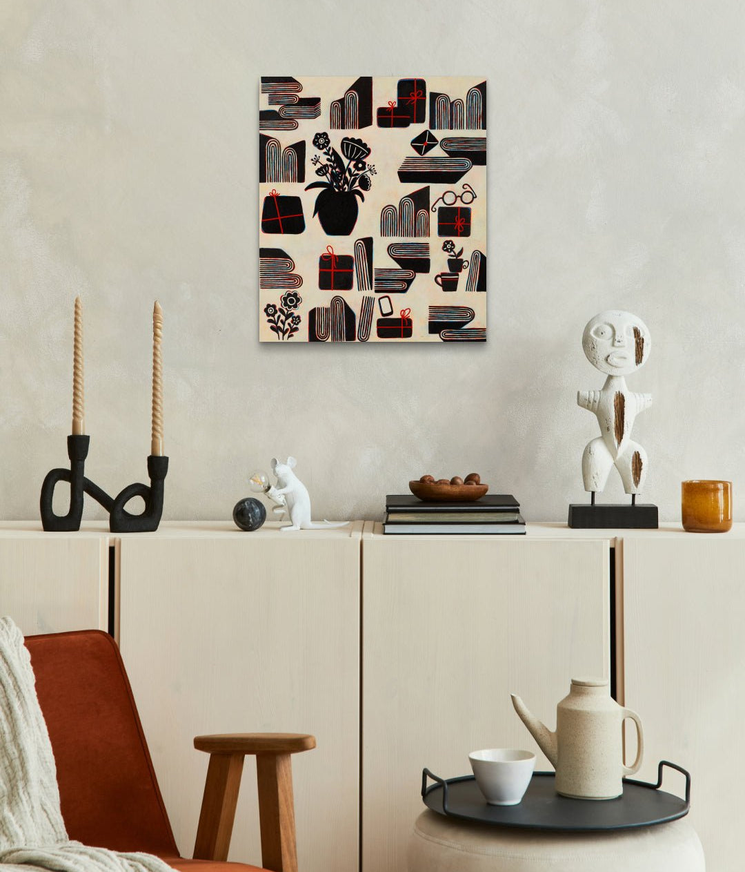 The Radiant Ordinary No.3 by Soo-Hyun Cho displayed in modern living room, original Korean painting 2025