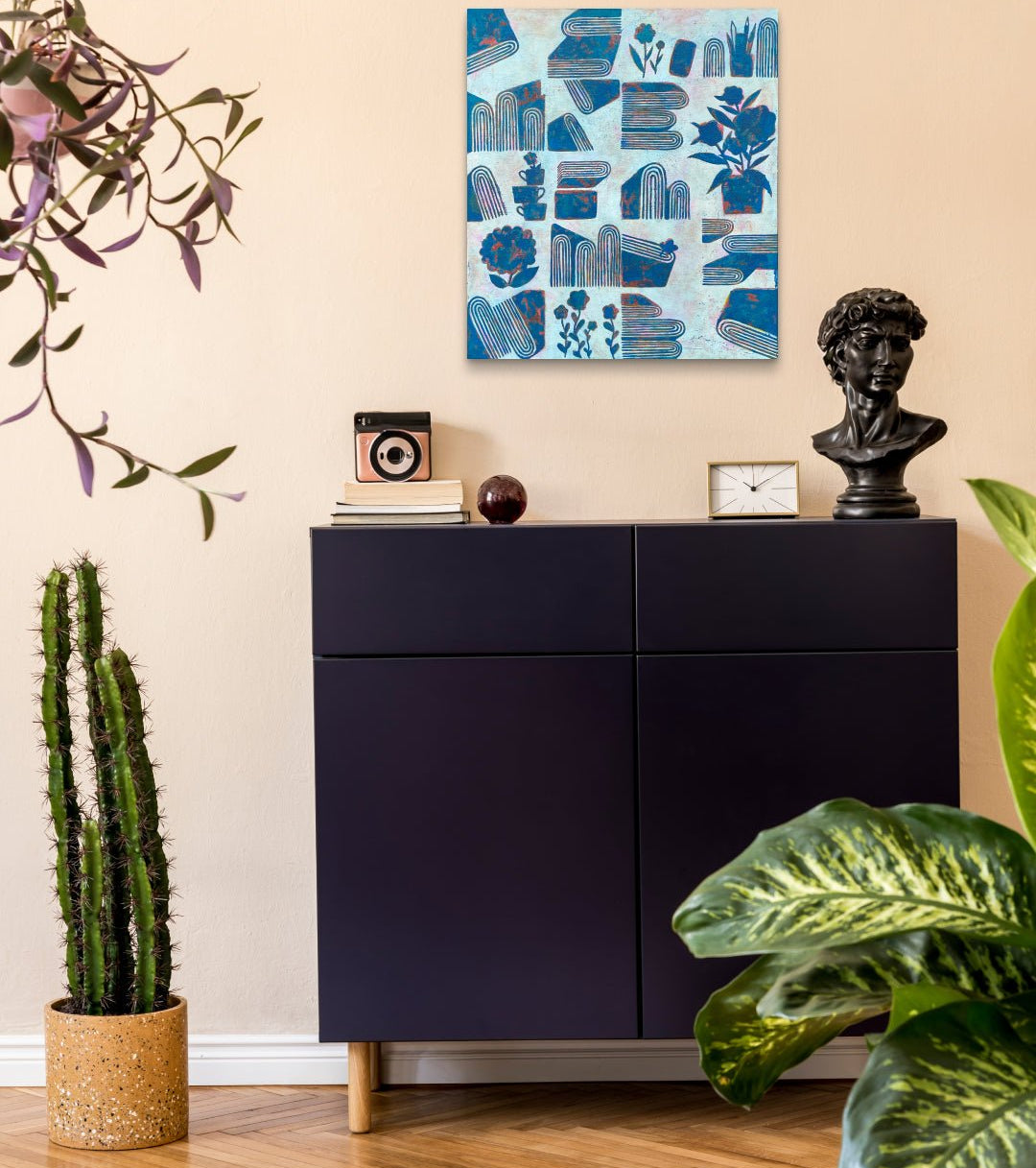 The Radiant Ordinary No.8 by Soo-Hyun Cho displayed in modern living room, original Korean painting 2025