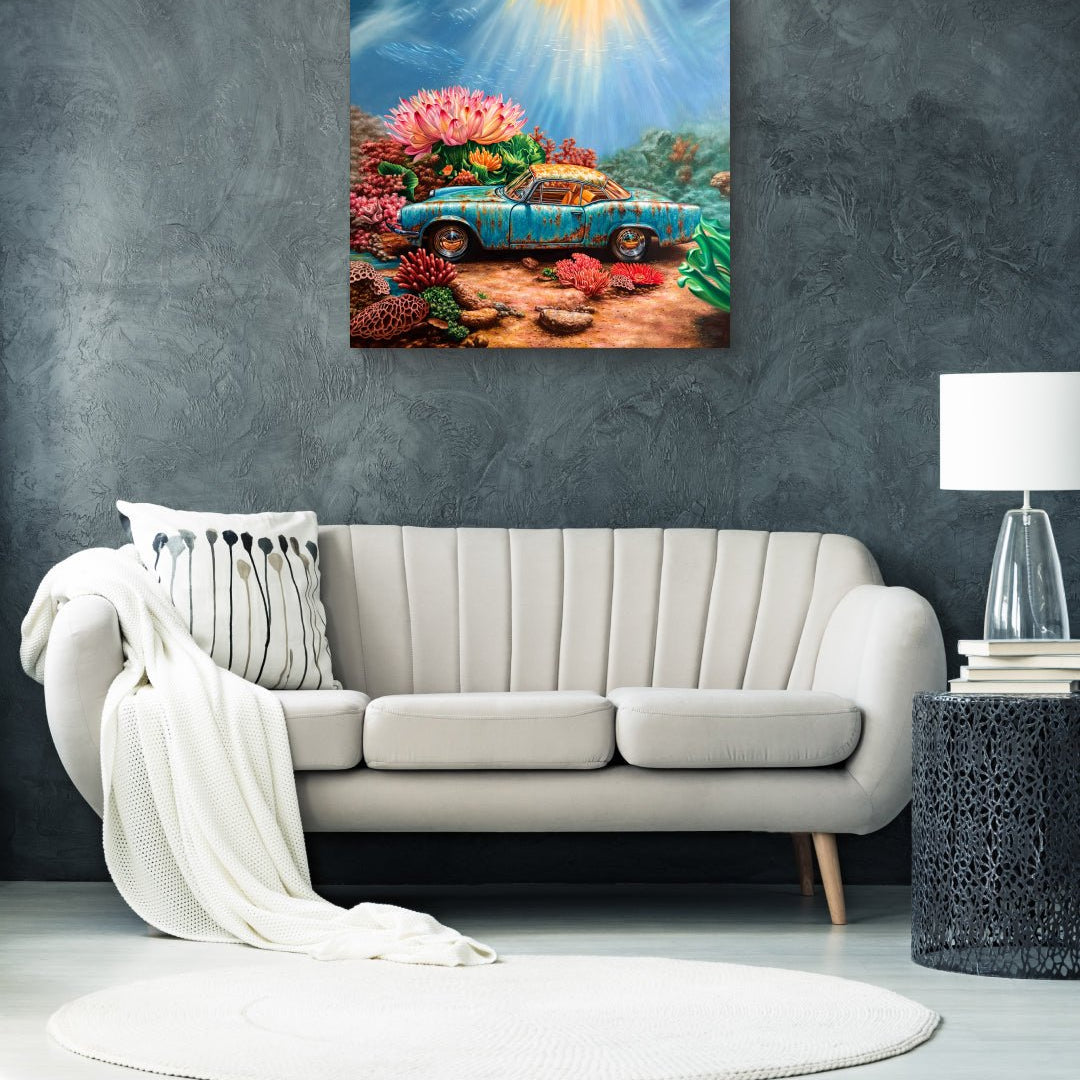 korean art, The Secret Garden - DOKHBI ARTWORKS Kang Se Kyung Painting ARTWORKS dokkaebi dokebi k - art The Secret Garden by Kang Se Kyung displayed in modern living room, original Korean painting 2025 DOKHBI