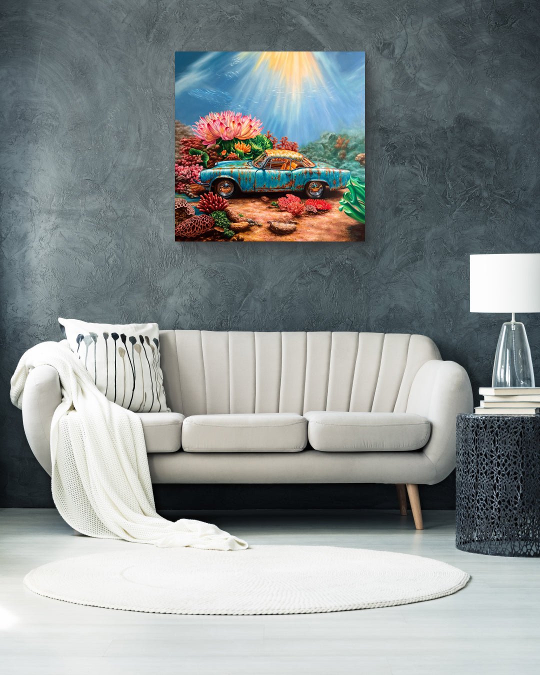 korean art, The Secret Garden - DOKHBI ARTWORKS Kang Se Kyung Painting ARTWORKS dokkaebi dokebi k - art The Secret Garden by Kang Se Kyung displayed in modern living room, original Korean painting 2025 DOKHBI
