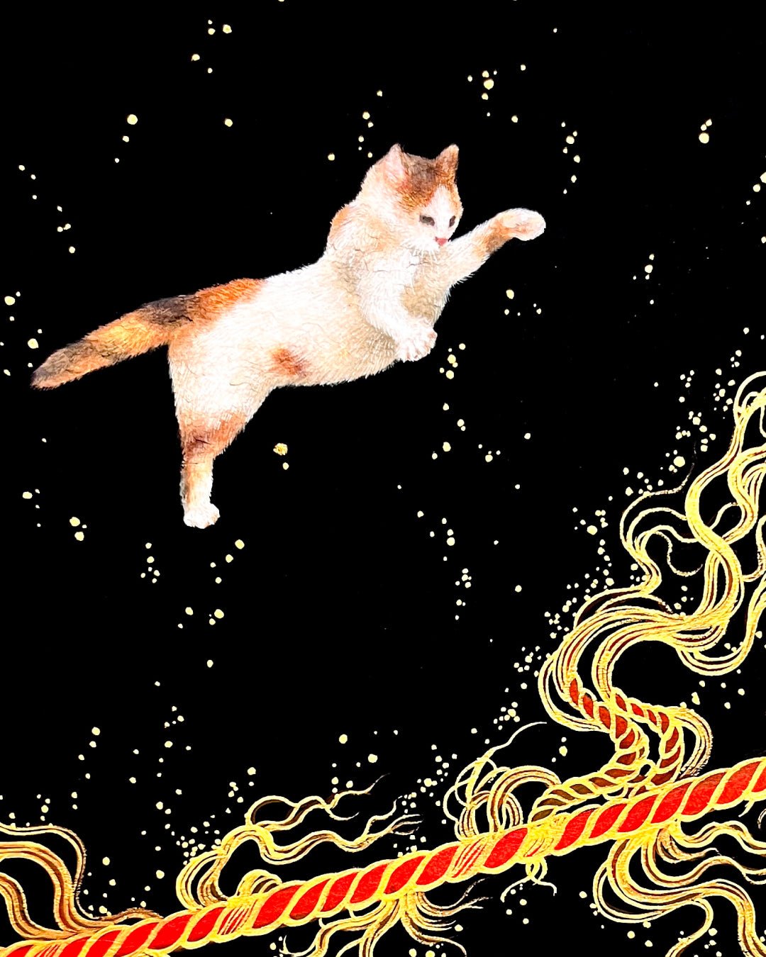 Tightrope close-up detail, Bunchae pigment texture by Korean artist Hwui yeon Lee