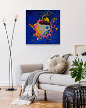 korean art, Trip around the World - DOKHBI ARTWORKS Painting Yun Song - A ARTWORKS dokkaebi dokebi k - art Trip around the World by Yun Song - A displayed in modern living room, original Korean painting 2025 DOKHBI