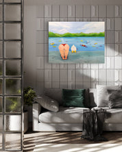 Korean contemporary painting Turning a blind eye by Sijin Lee, interior wall art decor