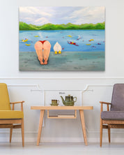 Turning a blind eye size reference 130.3x89.4cm - original Korean painting by Sijin Lee
