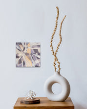 Types of Tension I by Ji Young Kim displayed in modern living room, original Korean mixed fabric art 2020