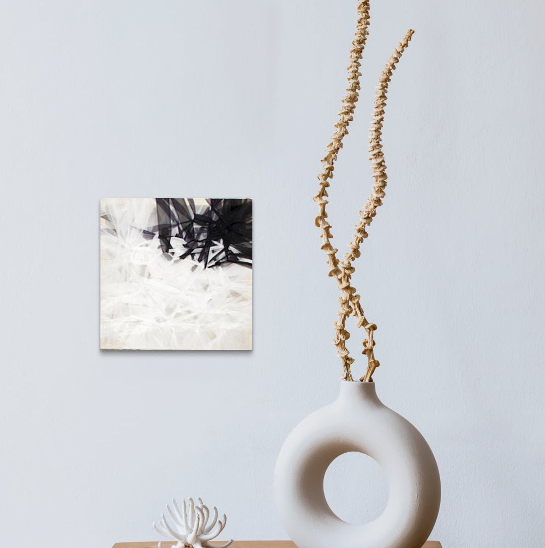 Types of Tension II by Ji Young Kim displayed in modern living room, original Korean mixed fabric art 2020