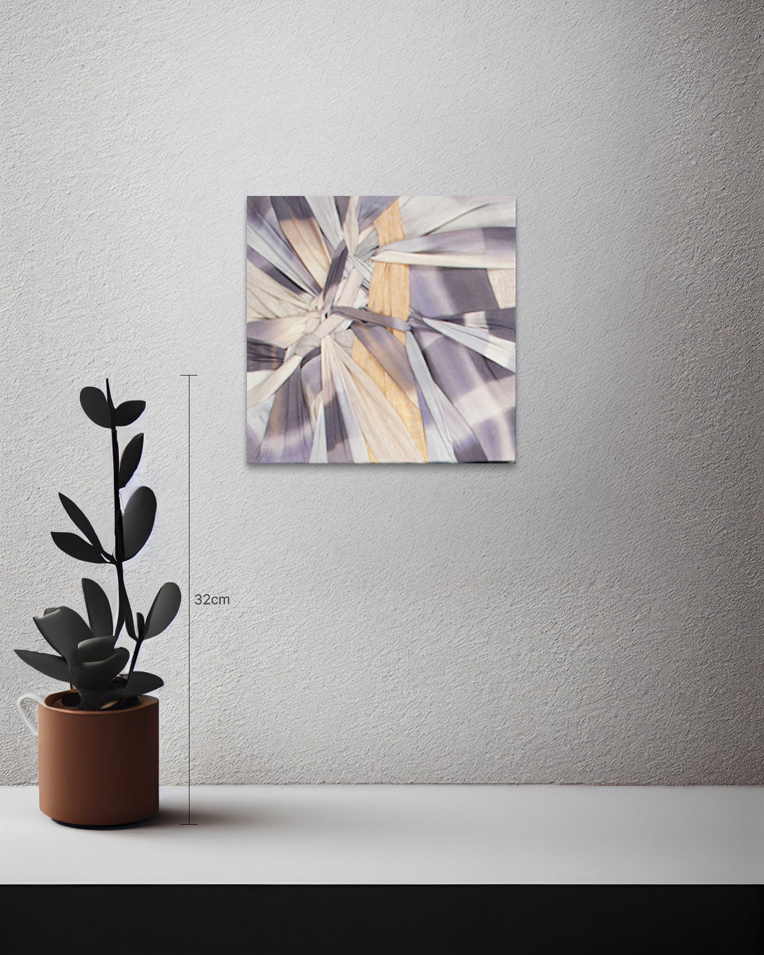 Types of Tension I size reference 20x20cm - original Korean mixed fabric art by Ji Young Kim