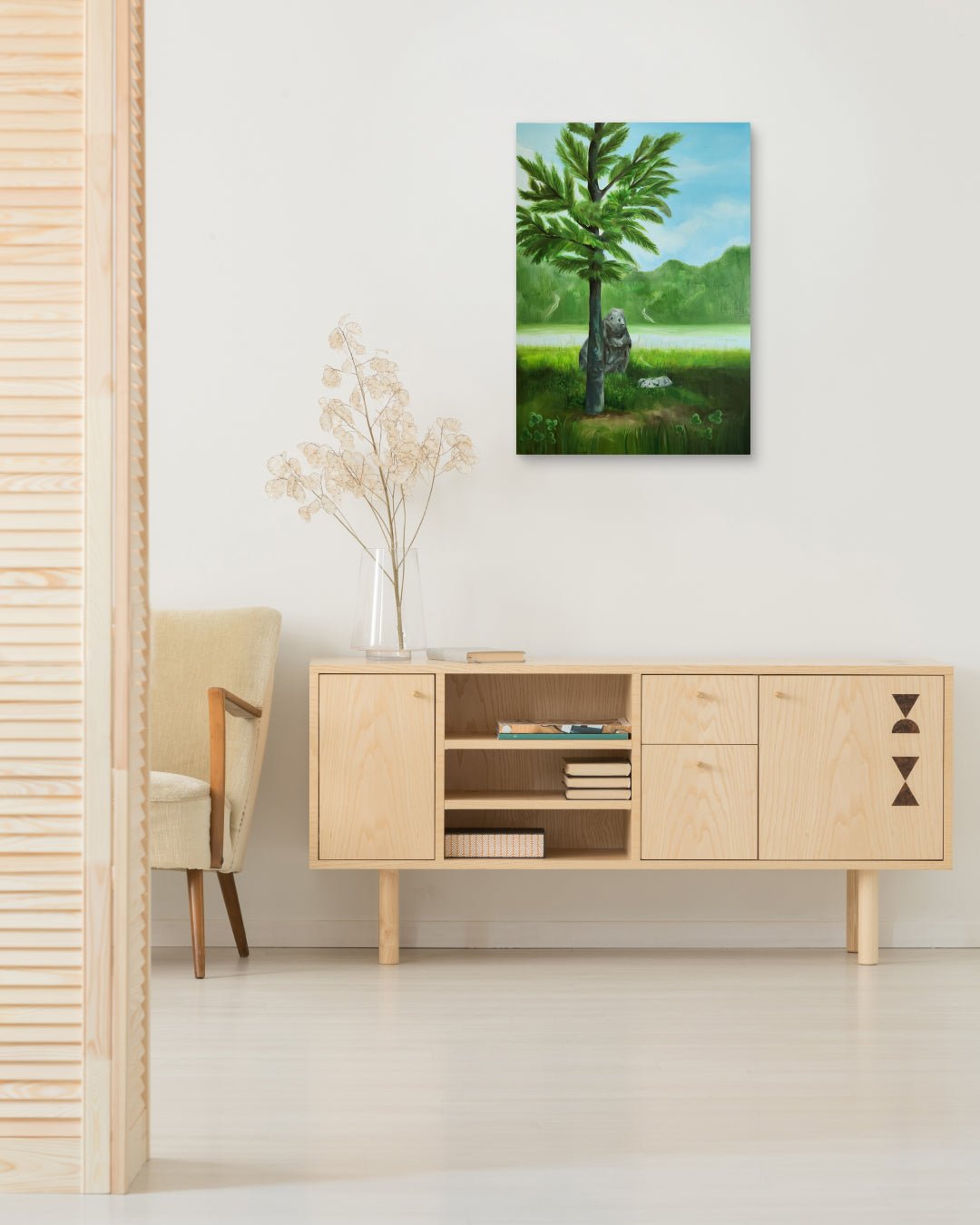 Korean contemporary painting Unfamiliar Nature by Sijin Lee, interior wall art decor