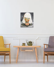 Unfinished Head size reference 53x45.5cm - original Korean painting by Jineui Heo