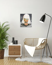 Korean contemporary painting Unfinished Head by Jineui Heo, interior wall art decor
