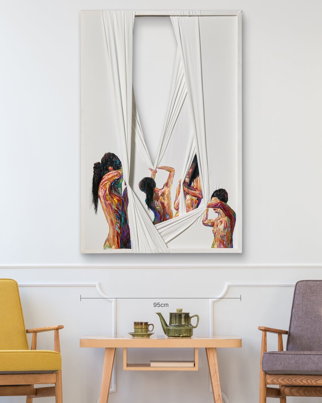 Unveil size reference 50x25cm - original Korean silk embroidery art by Ji Young Kim