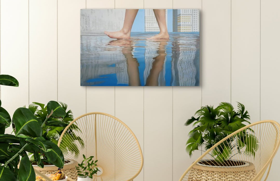Walk (w-12) by Lee Ju Won displayed in modern living room, original Korean painting 2025