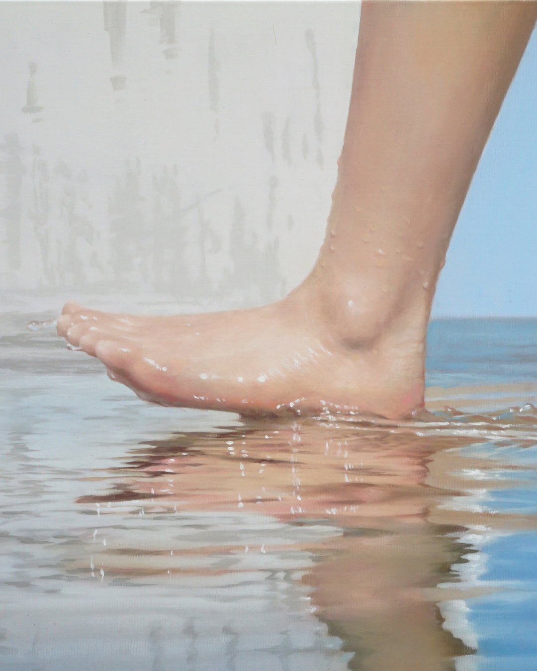 Walk (w-12) close-up detail, brushwork texture by Korean artist Lee Ju Won