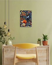 Korean contemporary Bunchae painting Wave by Hwui yeon Lee, interior wall art decor