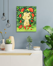 korean art, When camellias bloom - DOKHBI $1000 ARTWORKS Mint ARTWORKS dokkaebi dokebi k - art Korean contemporary painting When camellias bloom by Mint, interior wall art decor DOKHBI