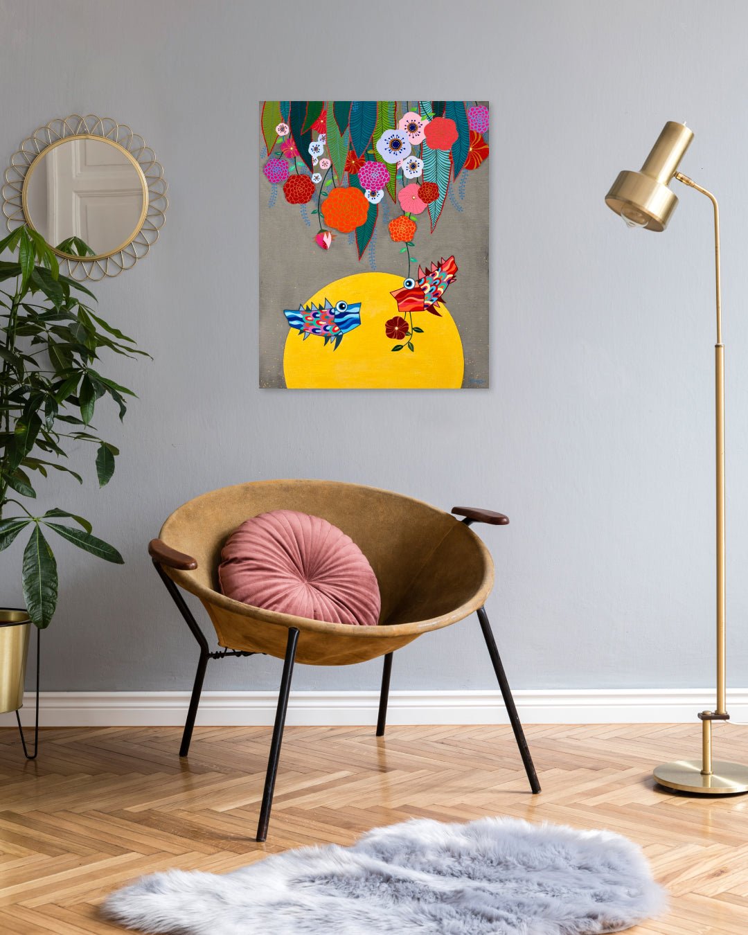 korean art, Whispers in the Moonlight - DOKHBI ARTWORKS Hwang Jeong Hee Painting