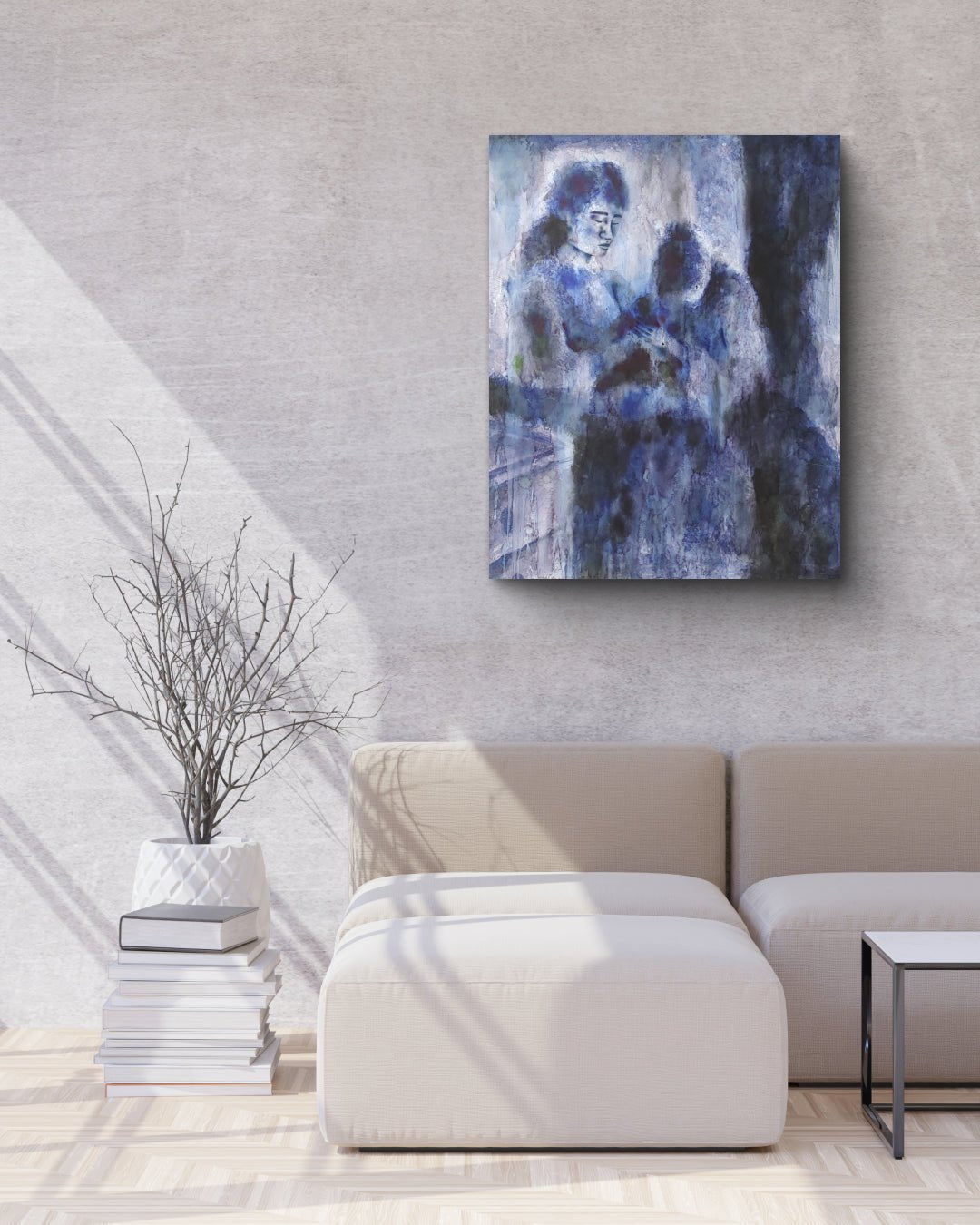korean art, Why is the woman standing before death so calm - DOKHBI ARTWORKS KIM JEONG YONG Painting ARTWORKS dokkaebi dokebi k - art Why is the woman standing before death so calm by KIM JEONG YONG displayed in modern living room, original Korean ink painting 2021 DOKHBI