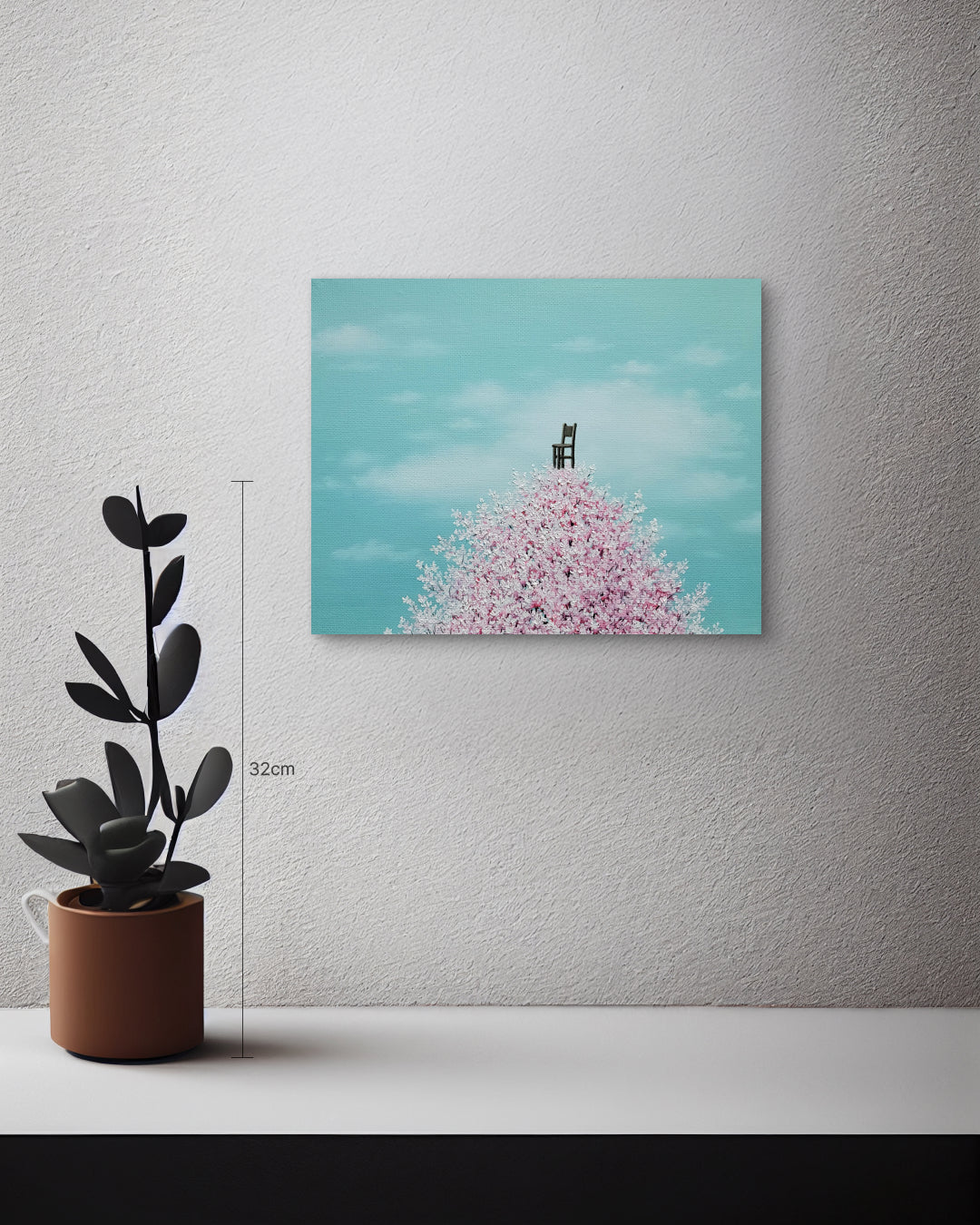 korean art, Wooden Chair - DOKHBI $1000 ARTWORKS Min Yul ARTWORKS dokkaebi dokebi k - art Wooden Chair size reference 22x27.3cm - original Korean landscape painting by Min Yul DOKHBI