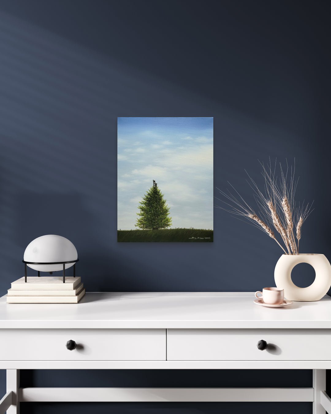 korean art, Wooden Chair - DOKHBI $1000 ARTWORKS Min Yul ARTWORKS dokkaebi dokebi k - art Korean contemporary landscape painting Wooden Chair by Min Yul, interior wall art decor DOKHBI