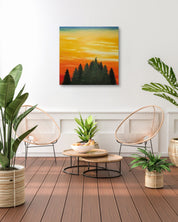 korean art, Wooden Chair - DOKHBI ARTWORKS Min Yul Painting ARTWORKS dokkaebi dokebi k - art Wooden Chair by Min Yul displayed in modern living room, original Korean landscape painting 2025 DOKHBI