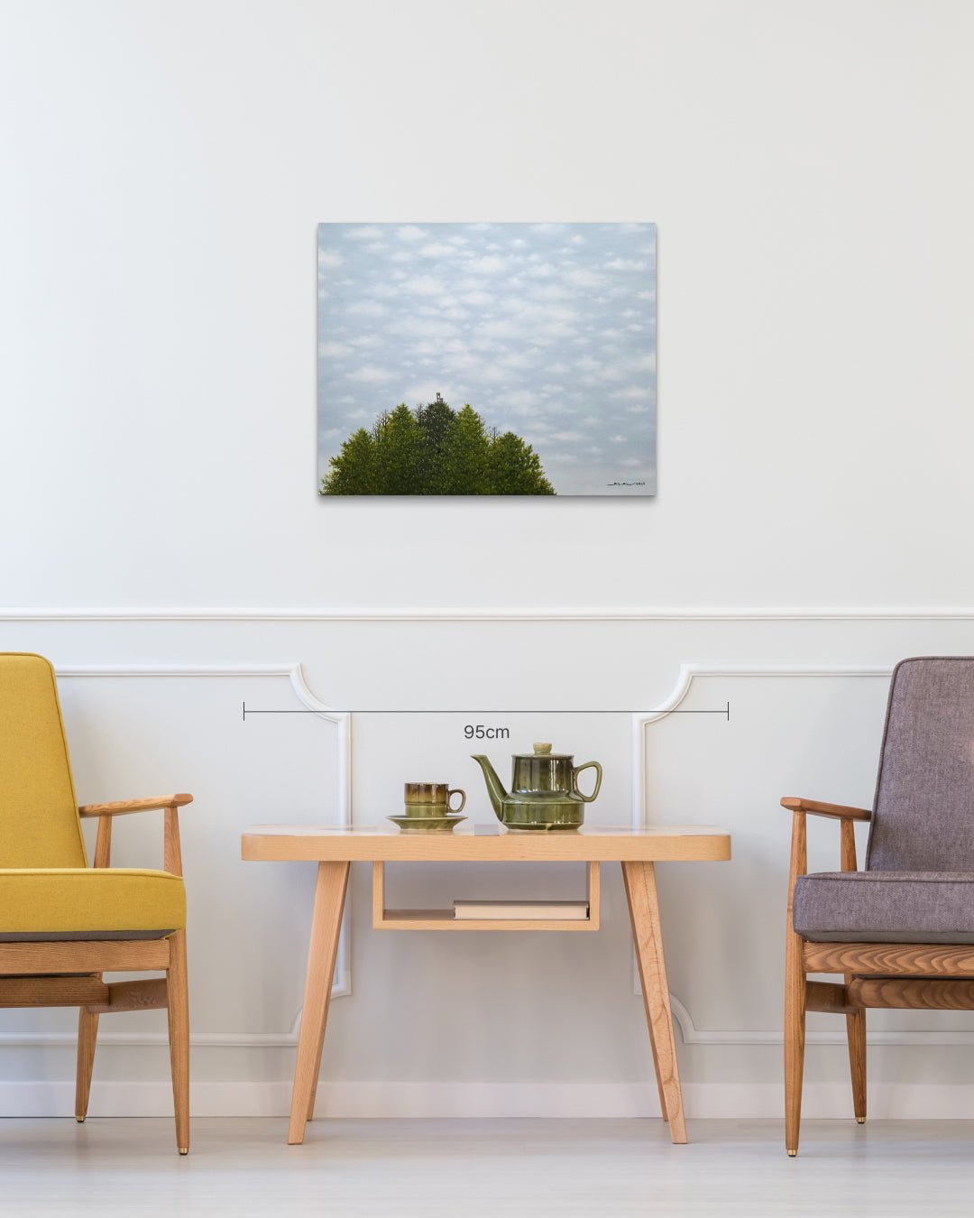 korean art, Wooden Chair - DOKHBI ARTWORKS Min Yul Painting ARTWORKS dokkaebi dokebi k - art Wooden Chair size reference 53x65.1cm - original Korean landscape painting by Min Yul DOKHBI