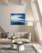 korean art, Wooden Chair - DOKHBI ARTWORKS Min Yul Painting ARTWORKS dokkaebi dokebi k - art Wooden Chair by Min Yul displayed in modern living room, original Korean landscape painting 2025 DOKHBI
