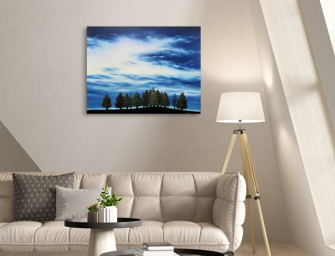 korean art, Wooden Chair - DOKHBI ARTWORKS Min Yul Painting ARTWORKS dokkaebi dokebi k - art Wooden Chair by Min Yul displayed in modern living room, original Korean landscape painting 2025 DOKHBI